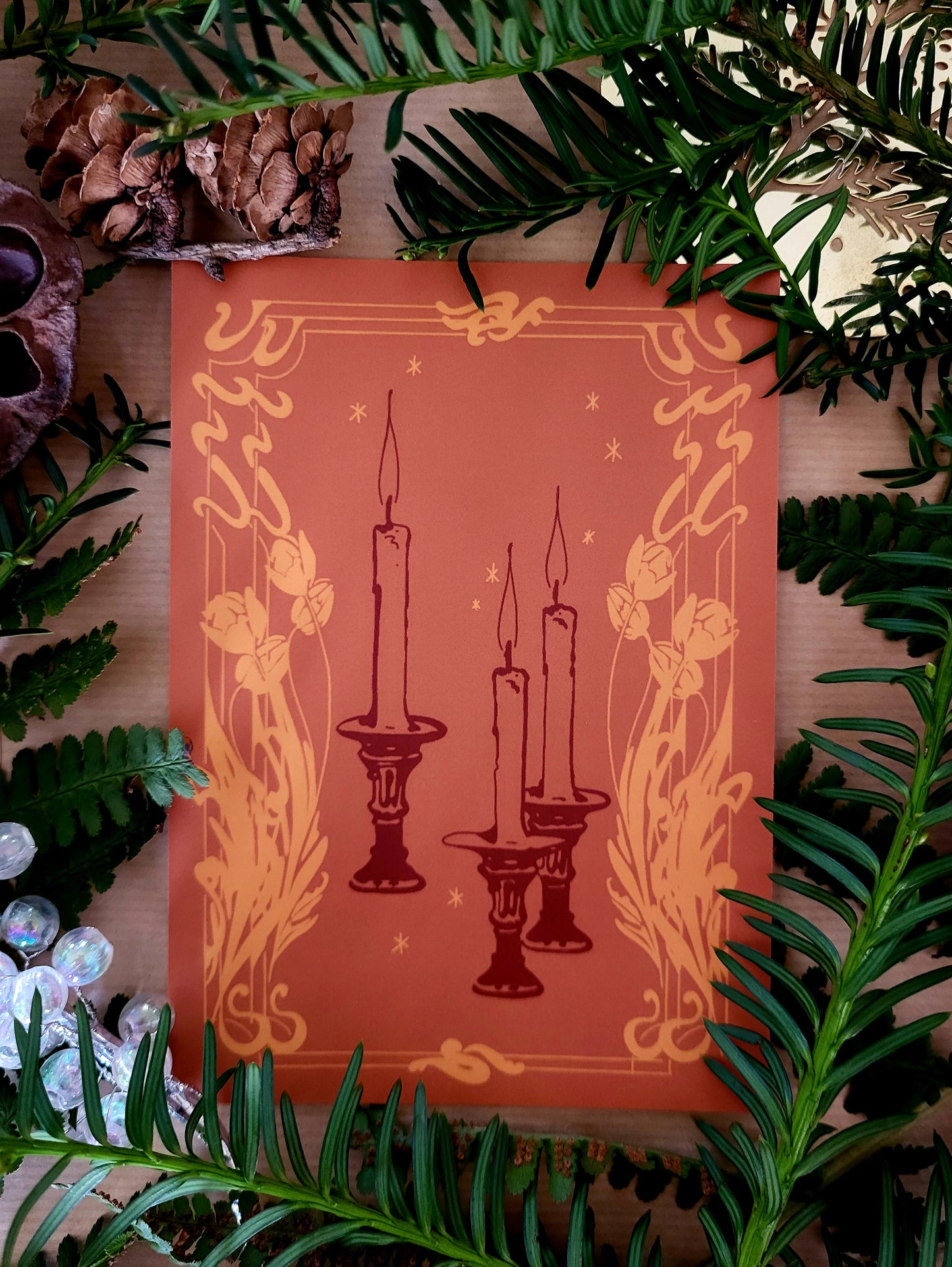 Victorian Christmas Card Orange