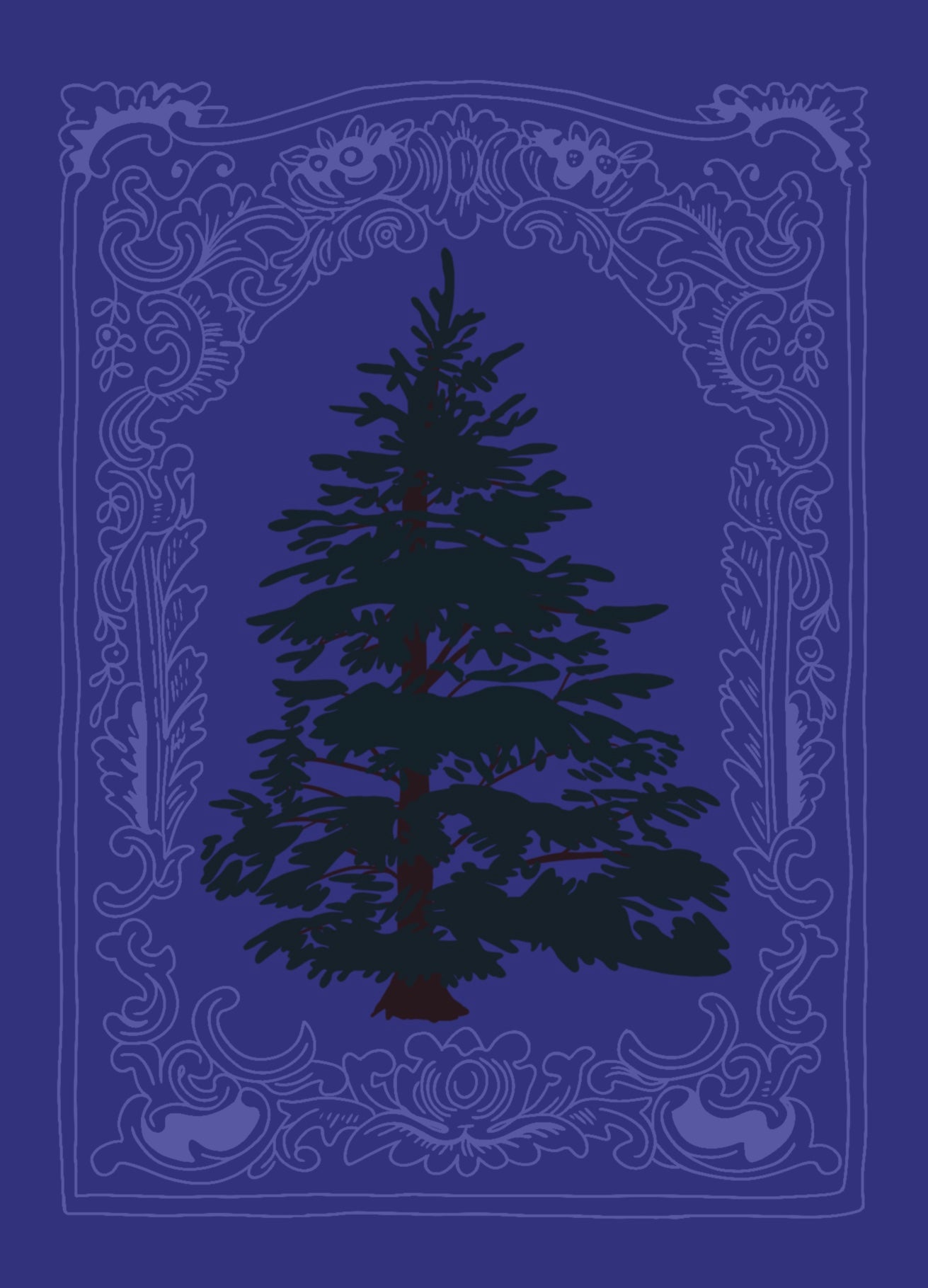 Victorian Christmas Card Blue