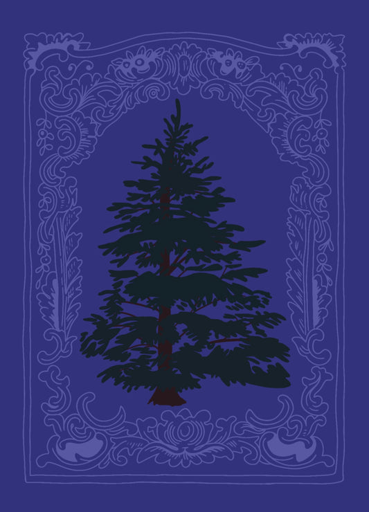 Victorian Christmas Card Blue