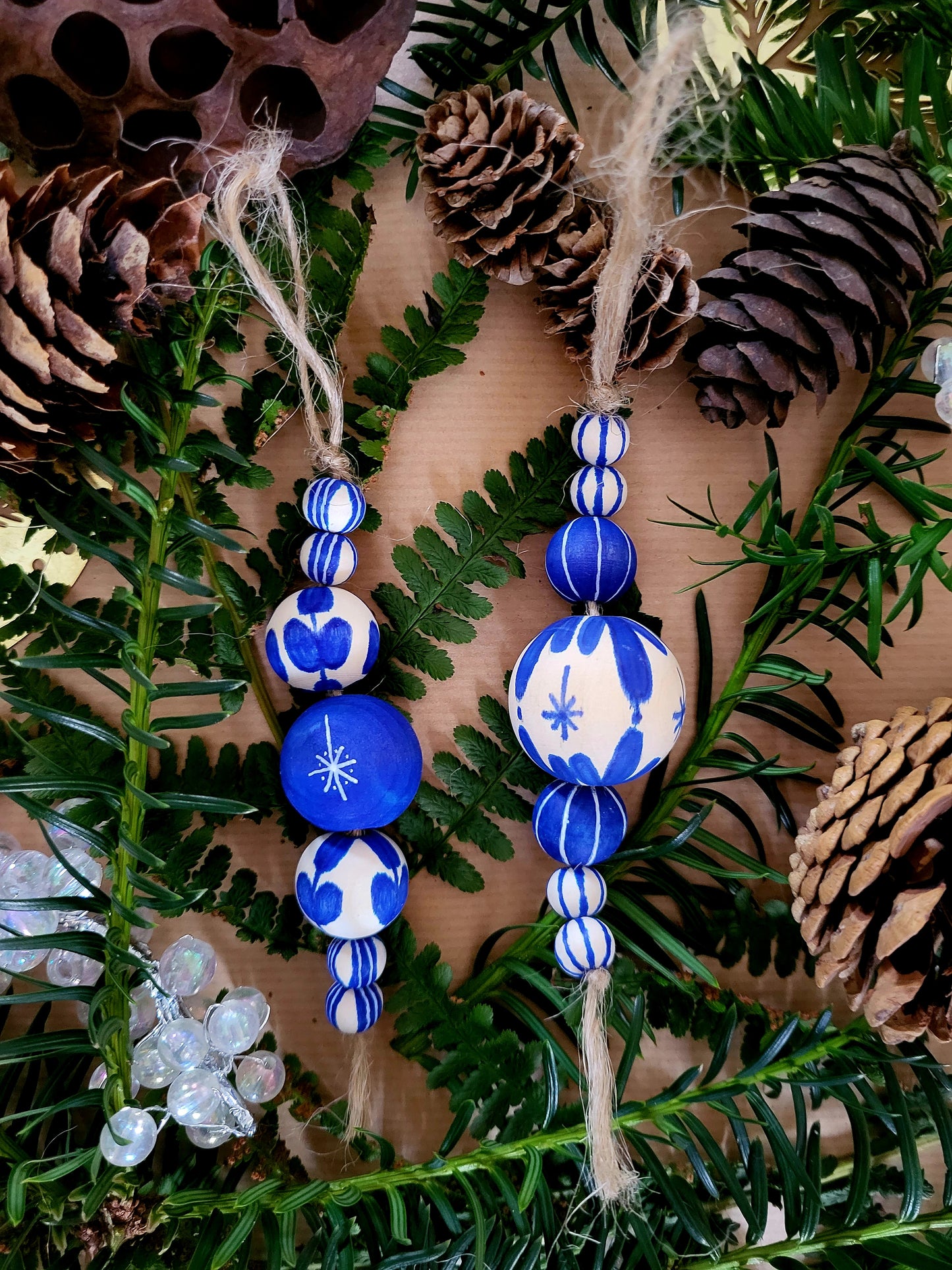 Wooden ornament Blue